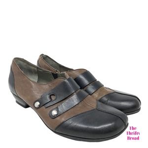 Fidji Womens EU 39 US 8-8.5 Brown & Black Leather Kitten Heels